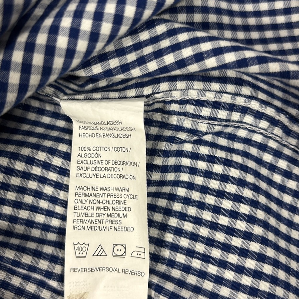 Men’s Izod Slim Fit Blue and White Check Button Down Shirt Size Large - Picture 8 of 8